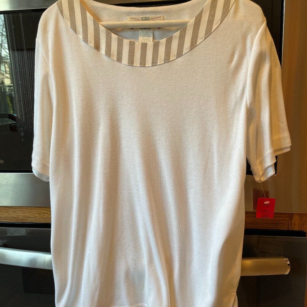 Women's Orvis Short Sleeve Pullover Top Cream L New